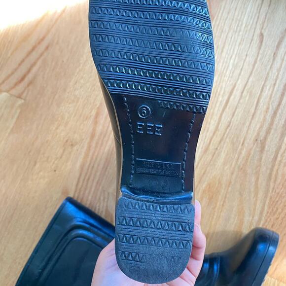 True VTG Black Rubber Heeled USA Made Boots By Pretties Originals Waterproof 6us - Picture 3 of 14